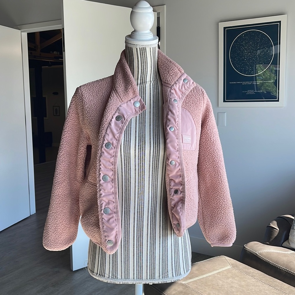Abercrombie kids fuzzy button up jacket.